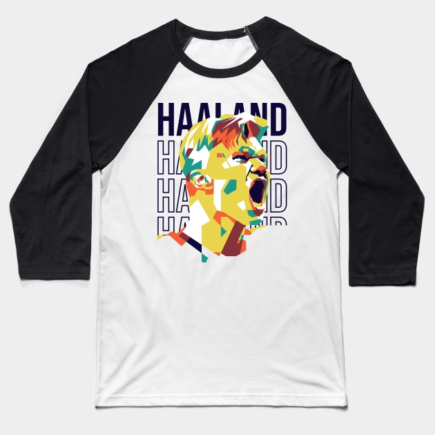 Erling Haaland Pop Art 2 Baseball T-Shirt by pentaShop